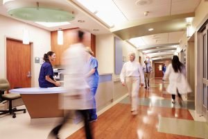 Digital 2 way radio in use at a major hospital