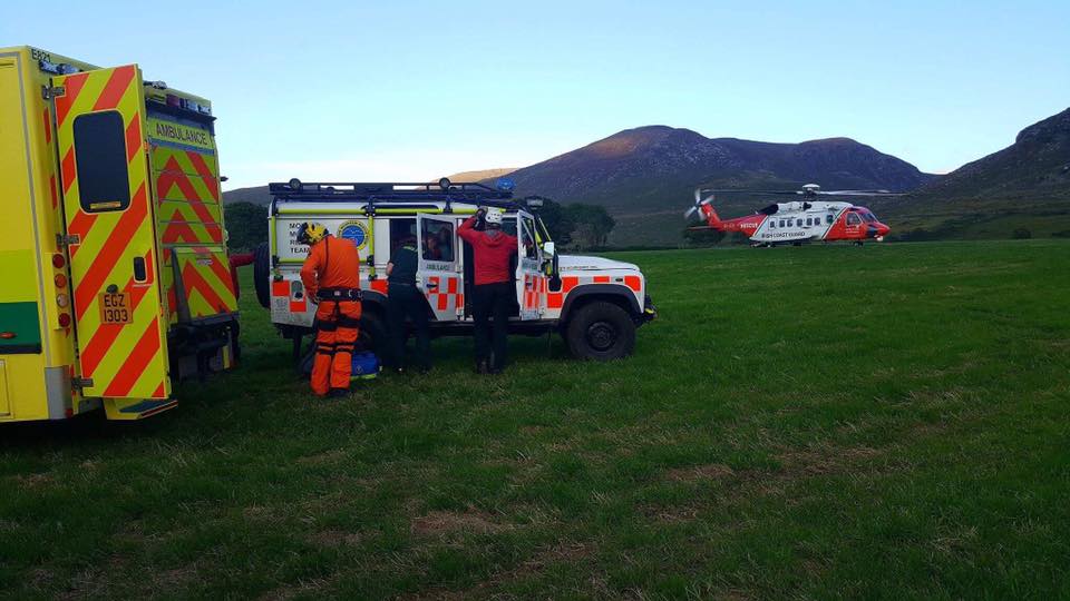 Mounrtain rescue team using Simoco DMR digital radio system Mourne Mountain