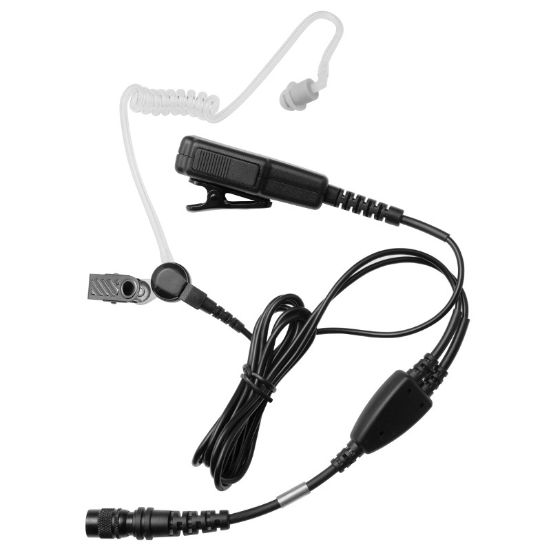 Acoustic tube earpiece and clip on microphone/PTT