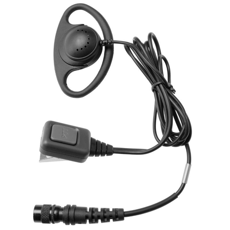 D shape earpiece with microphone and PTT