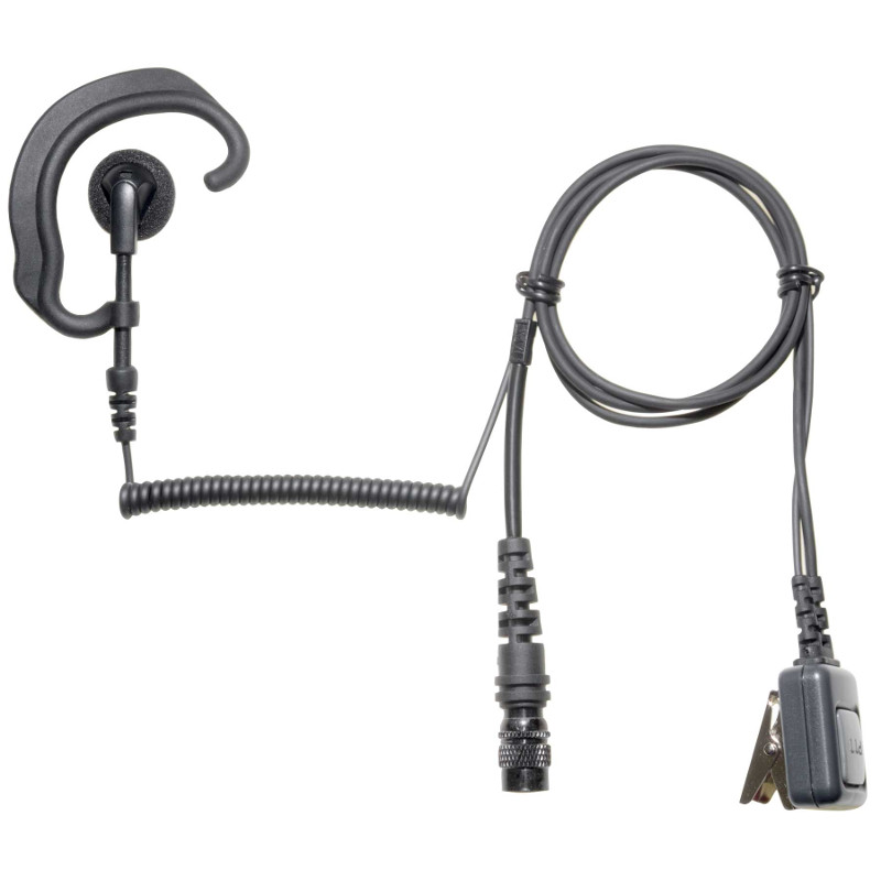 Earbud G shape earphone/microphone and PTT
