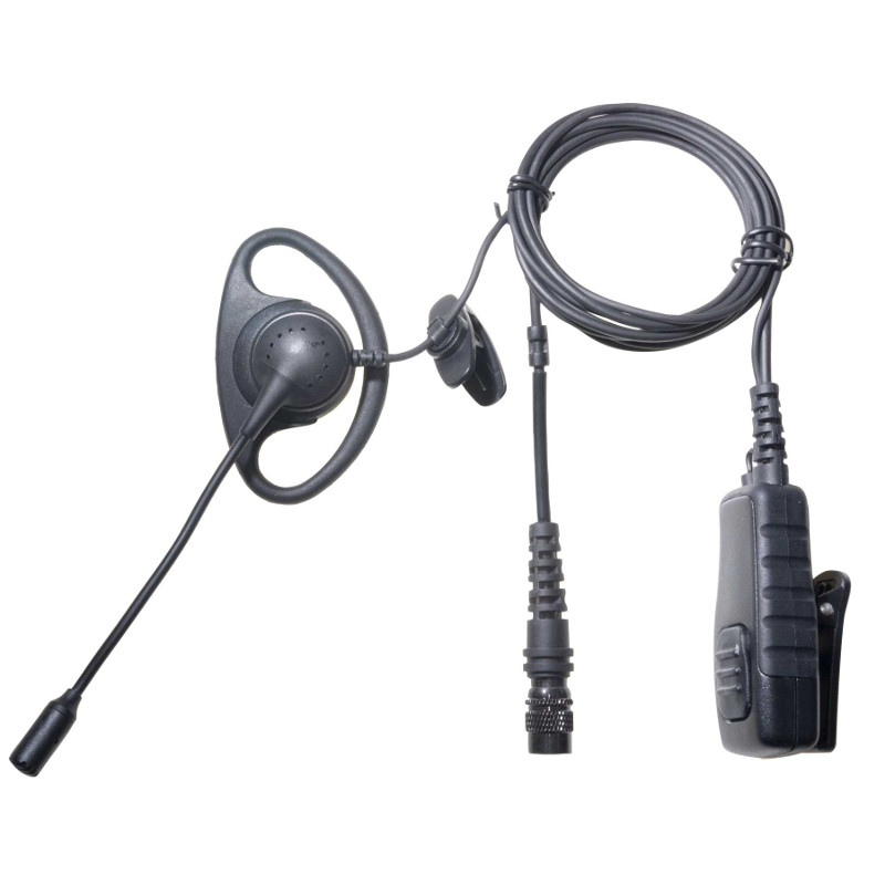 D shape earpiece with Boom Microphone/PTT